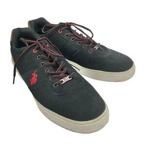 US Polo Assn Black Sneakers Red Logo Mens Size 12 Stylish Casual Shoes